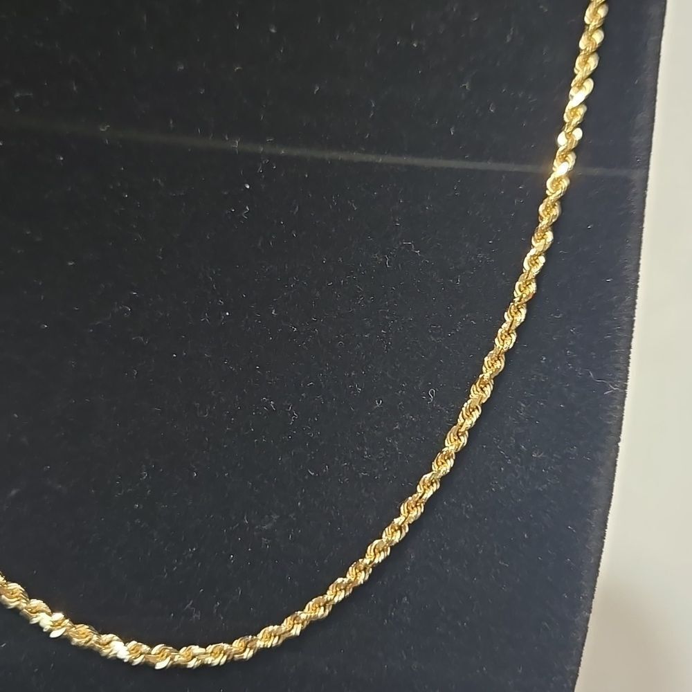 Solid 14k Yellow Gold Diamond Cut Rope Chain,  7.49 Grams